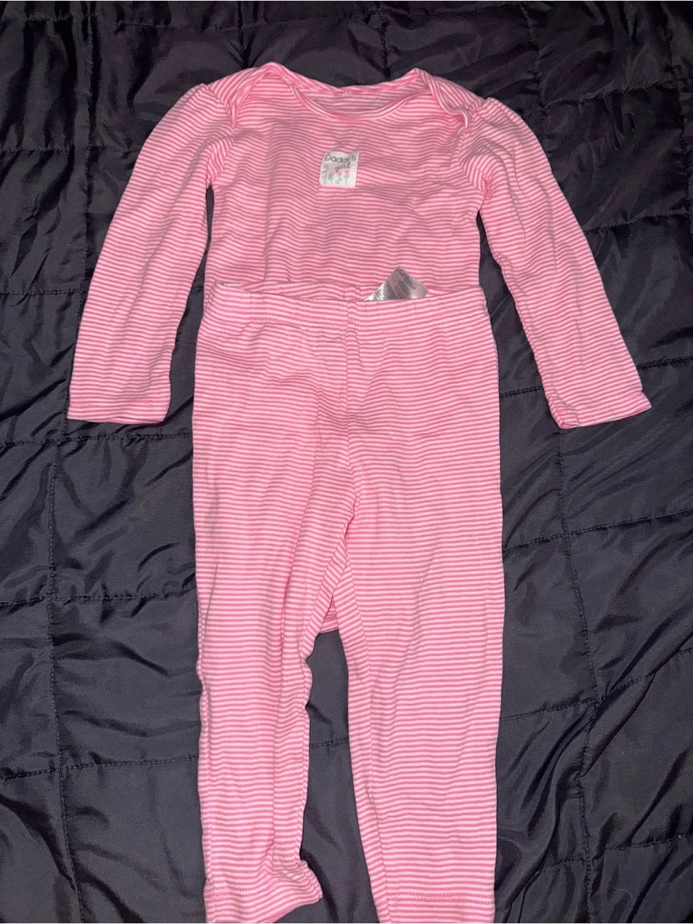 Carter's Pink Striped Long-Sleeve Footed One-Piece